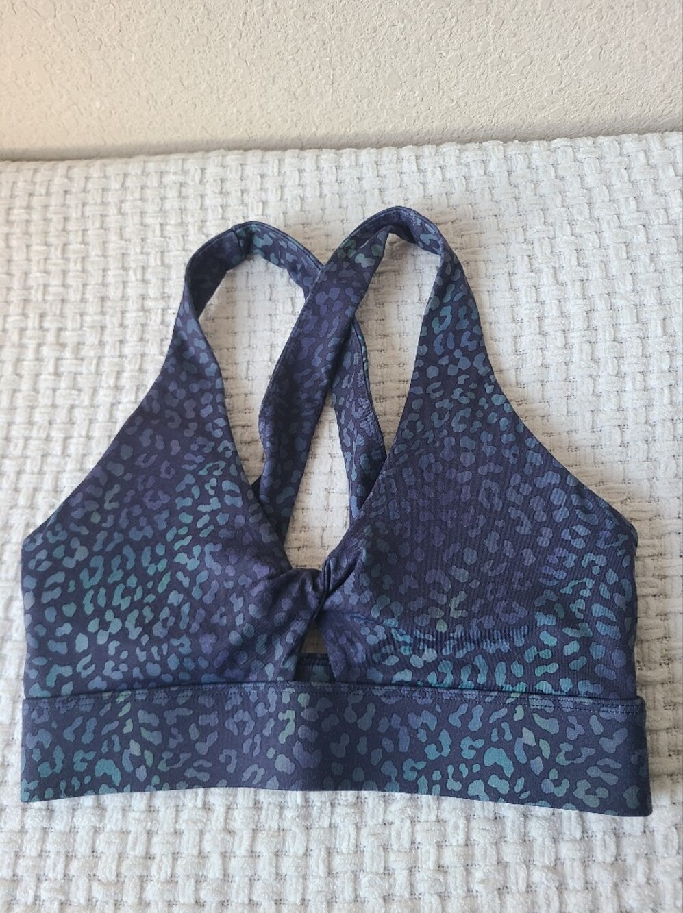 Fableticw Women's Dark Navy Leopard Print Racerback Sports Bra Size XS